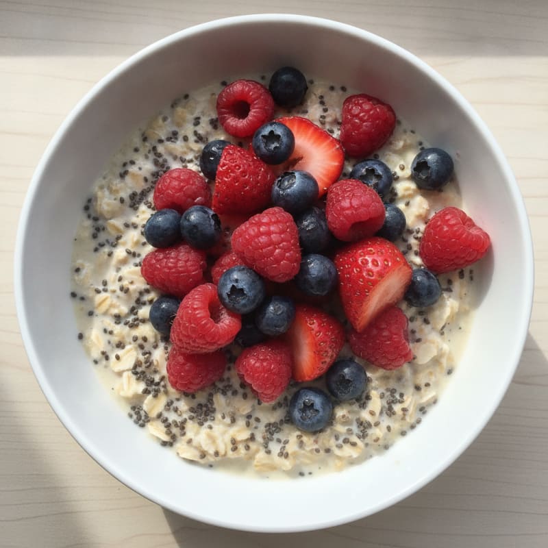 Creamy Overnight Oats with Chia and Mixed Berries