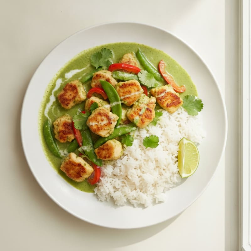 Green Curry Chicken with Coconut Rice