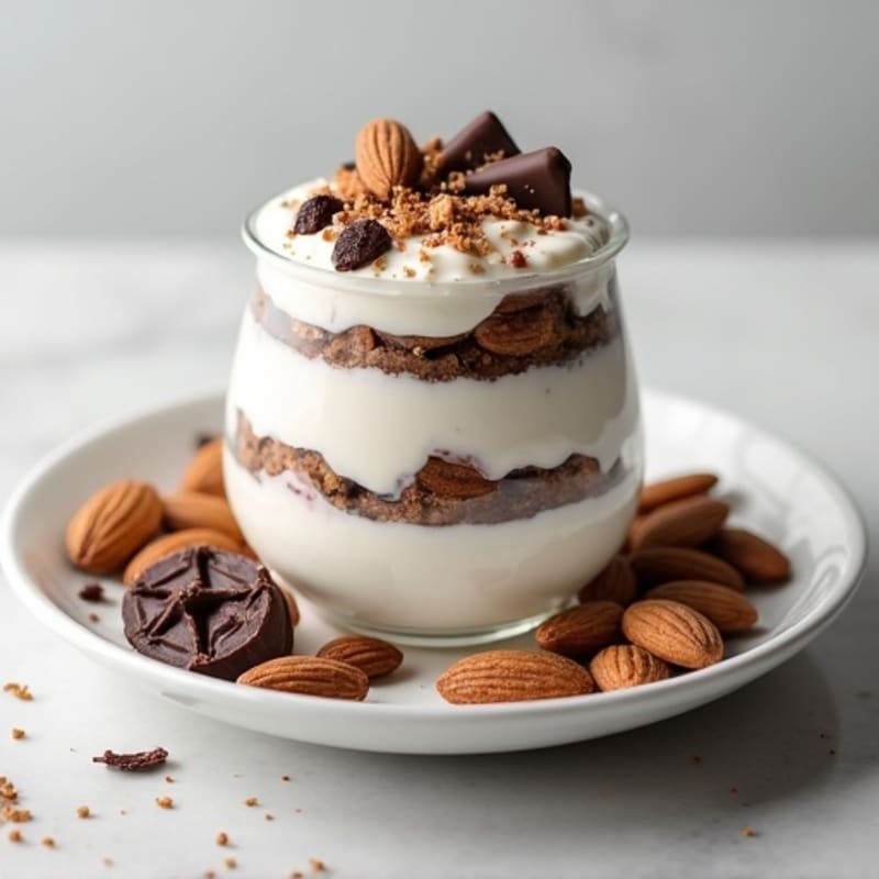 Greek Yogurt Protein Parfait with Almonds and Dark Chocolate