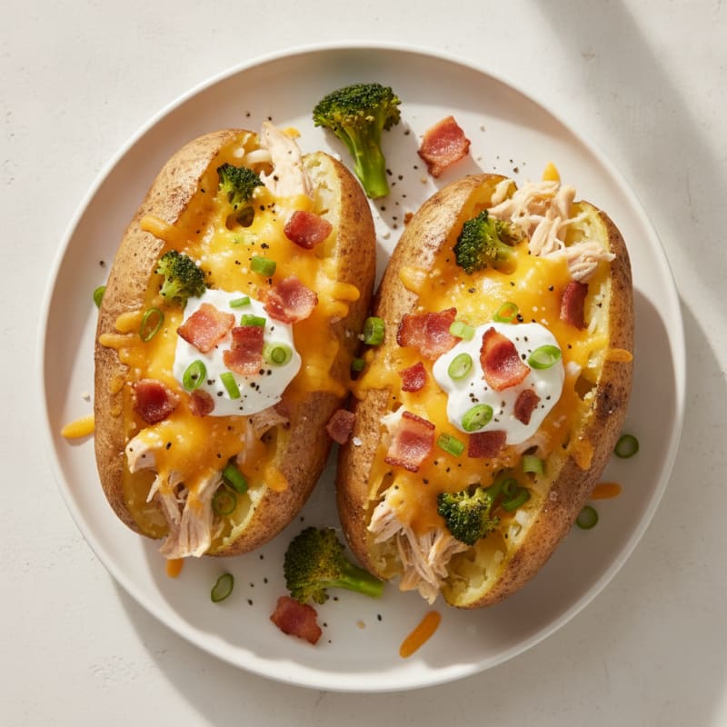Loaded Cheddar Baked Potatoes with Bacon
