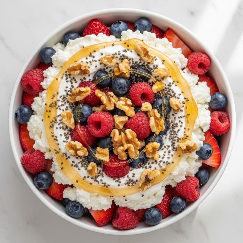 Greek Yogurt Parfait with Berries and Cottage Cheese