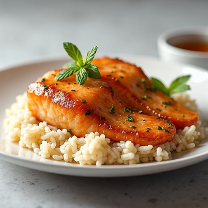 Honey-Garlic Glazed Salmon with Ginger Rice