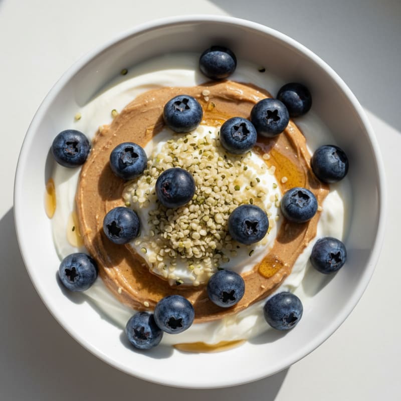 Creamy Greek Yogurt Parfait with Almond Butter and Hemp Seeds