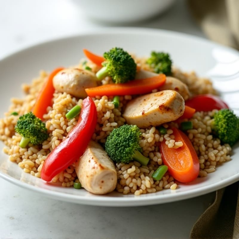 Chicken Stir-Fry with Brown Rice and Fresh Vegetables