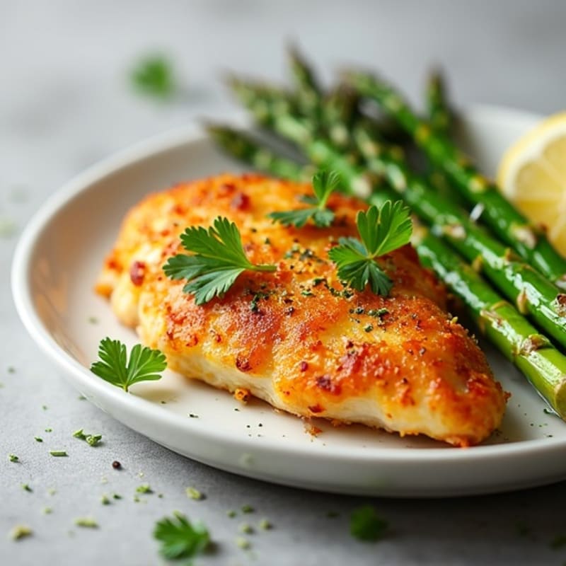 Crispy Lemon-Herb Chicken with Roasted Asparagus