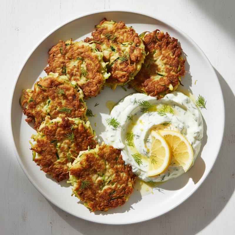 Crispy Zucchini Fritters with Creamy Dip