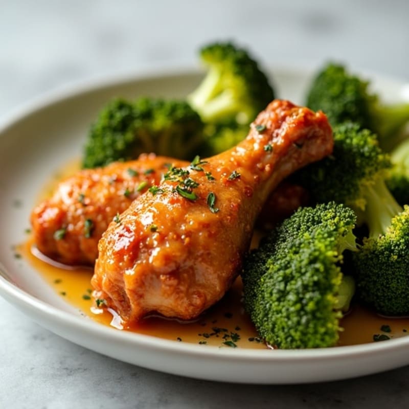 Crispy Baked Honey Garlic Chicken Wings with Roasted Broccoli