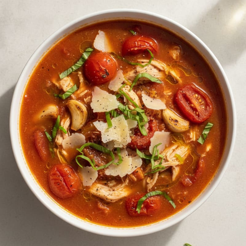 Roasted Tomato Basil Soup with Parmesan