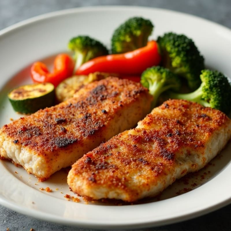 Crispy Cajun Blackened Catfish with Roasted Vegetables