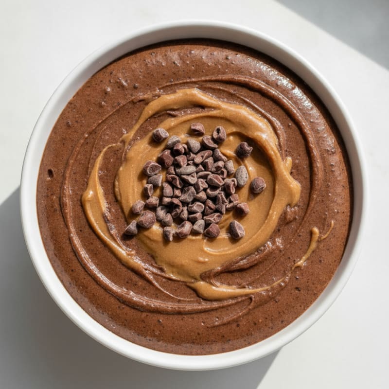 Silky Chocolate Protein Pudding with Almond Butter Swirl