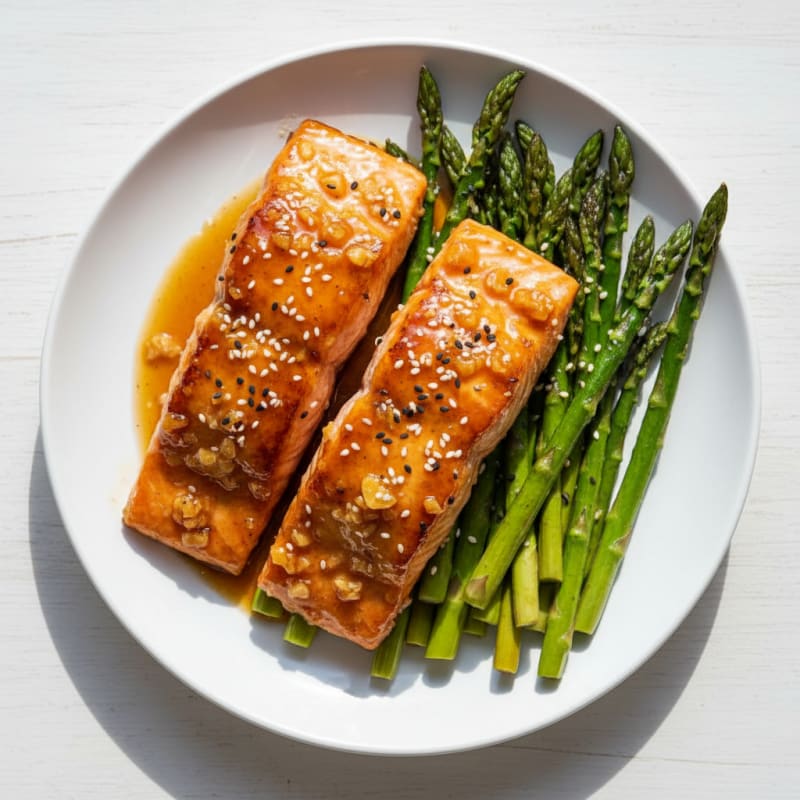 Golden Teriyaki-Glazed Salmon with Roasted Asparagus