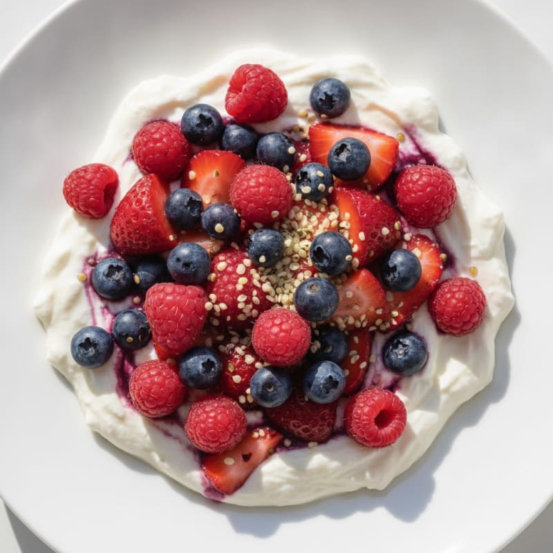 Silky Greek Yogurt Protein Mousse with Mixed Berries