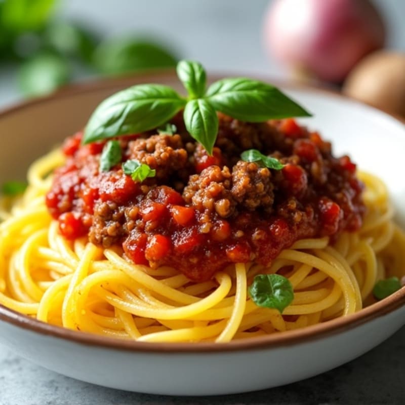 Spaghetti Squash with Lean Ground Beef and Rich Tomato Sauce