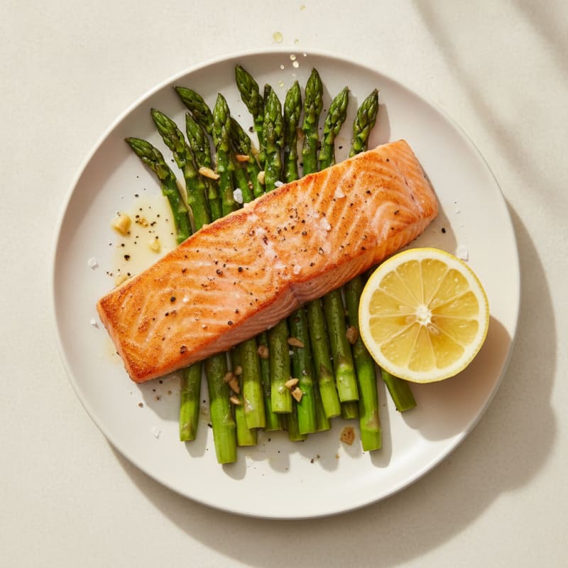 Pan-Seared Salmon with Roasted Asparagus