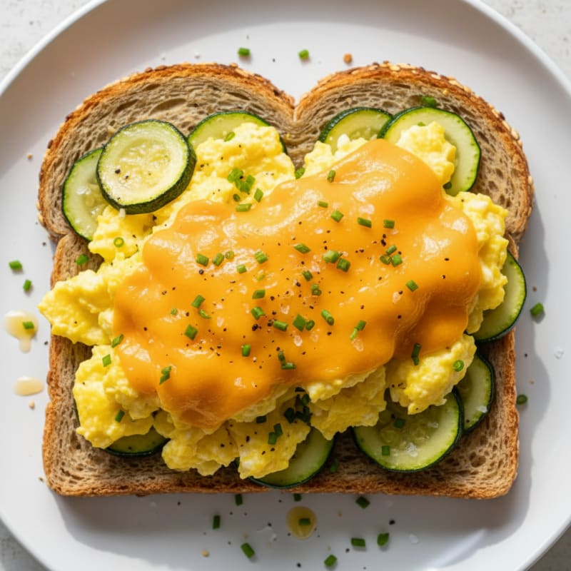 Golden Cheesy Egg and Zucchini Toast