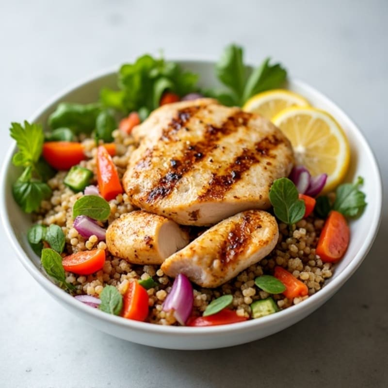 Grilled Chicken and Quinoa Salad with Crunchy Vegetables