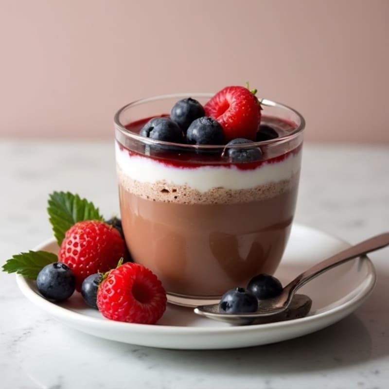 Silky Chocolate Protein Pudding with Mixed Berries