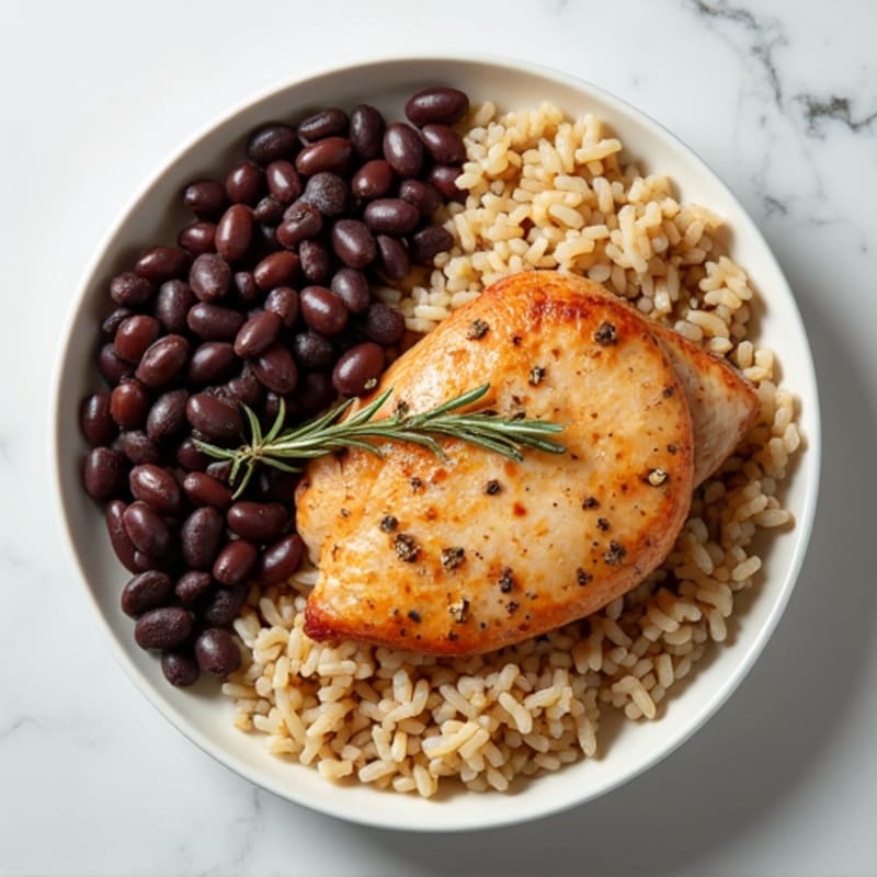 Herb-Roasted Turkey Breast with Brown Rice and Black Beans