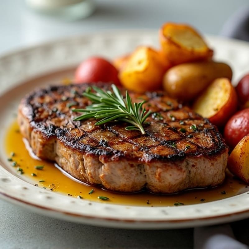 Pan-Seared Garlic Steak with Crispy Roasted Potatoes