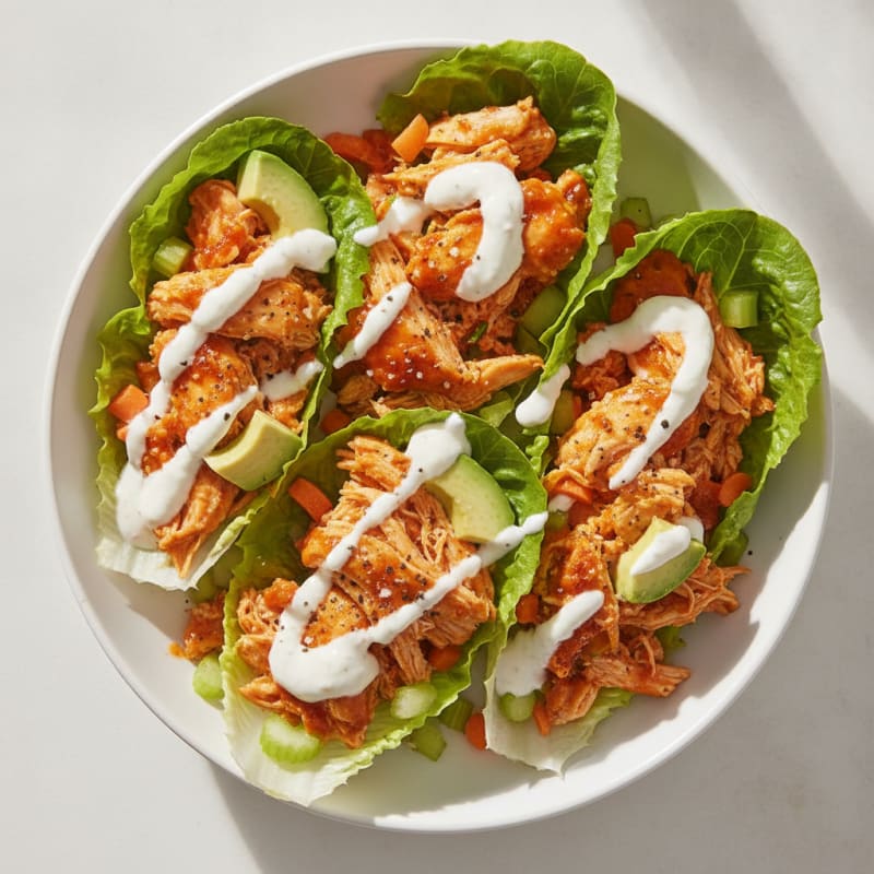 Buffalo Ranch Chicken Lettuce Wraps