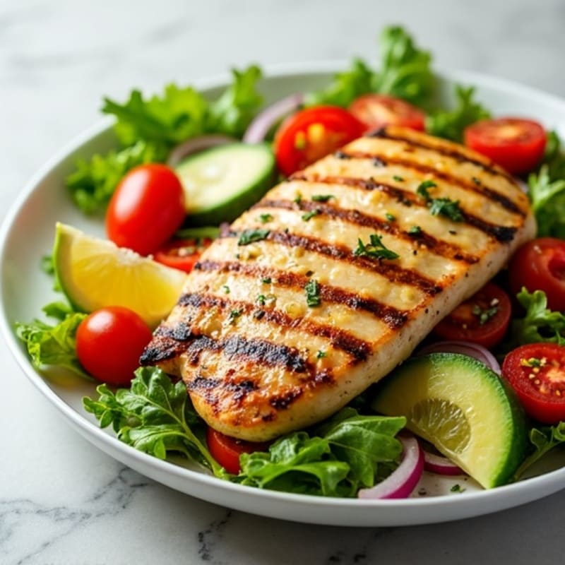 Grilled Chicken and Crunchy Vegetable Salad with Lemon-Herb Vinaigrette