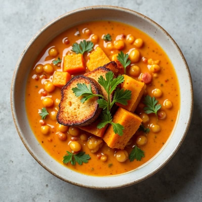 Creamy Coconut Red Lentil Curry with Sweet Potatoes