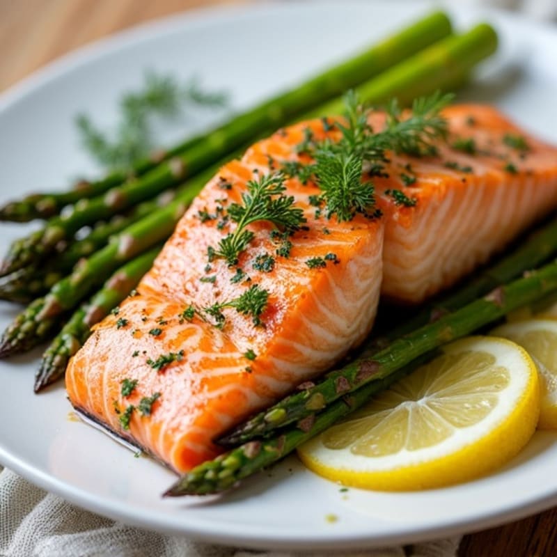 Lemon-Herb Roasted Salmon with Roasted Asparagus