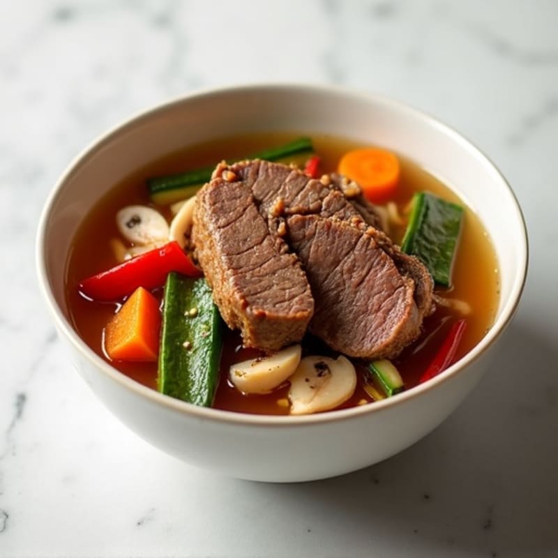 Savory Broth-Poached Beef and Crisp Vegetable Bowl