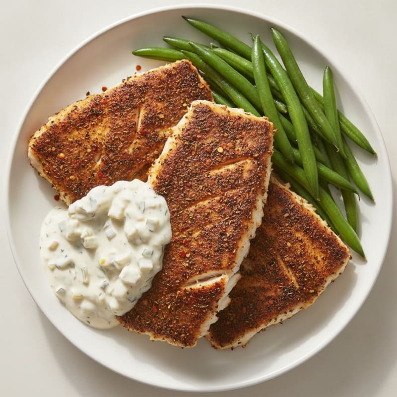 Cajun Blackened Catfish with Tartar Sauce