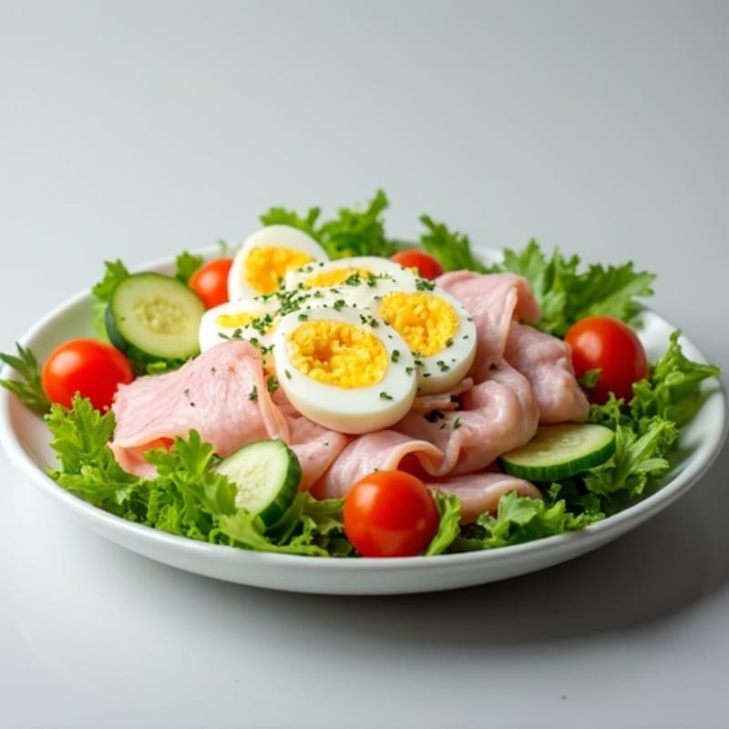 Creamy Ham and Egg Salad with Fresh Vegetables