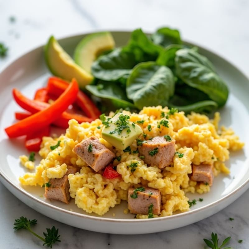 Egg White Veggie Scramble with Smoked Turkey