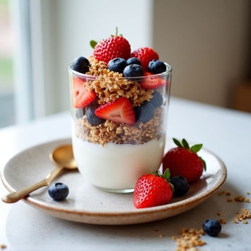 Greek Yogurt Parfait with Protein Granola and Mixed Berries