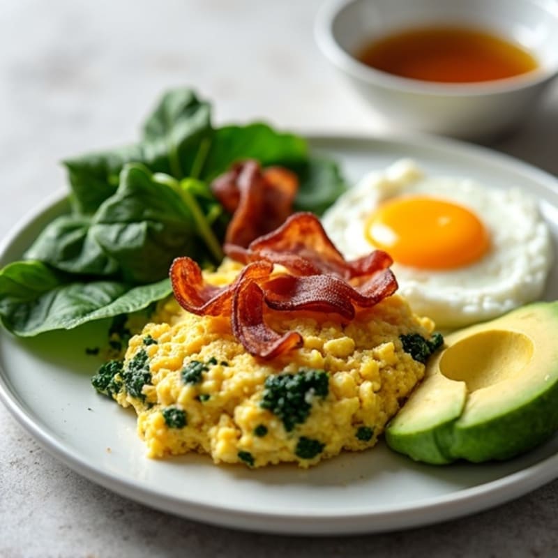 Cottage Cheese Scramble with Spinach and Turkey Bacon
