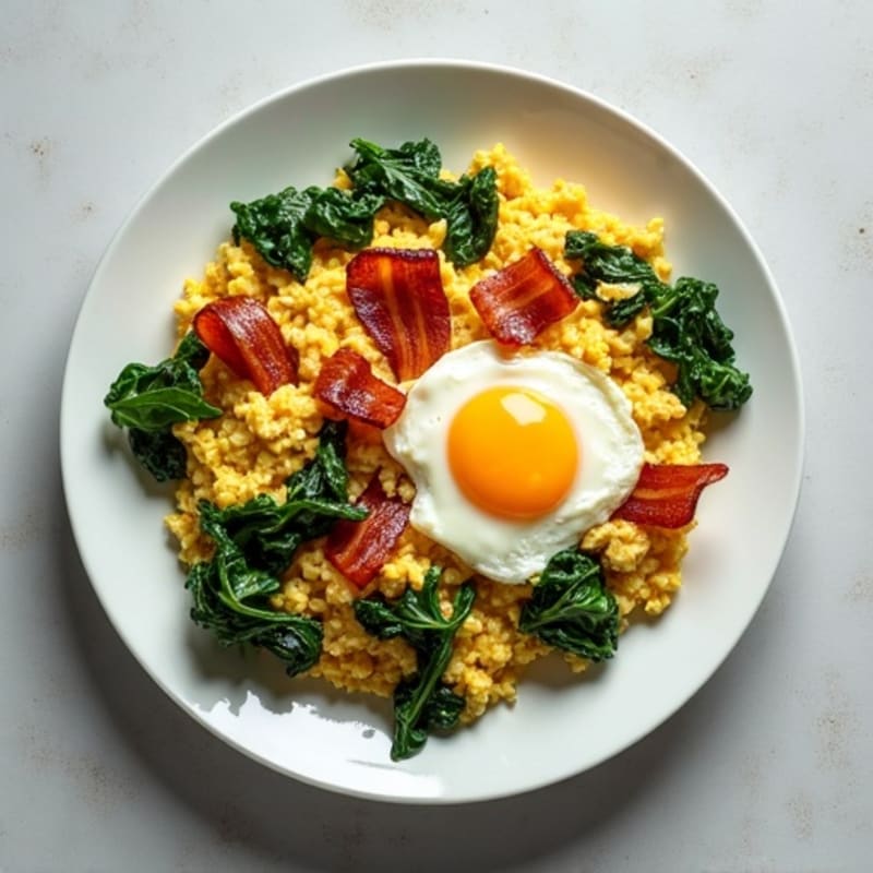 Cottage Cheese Scramble with Spinach and Turkey Bacon