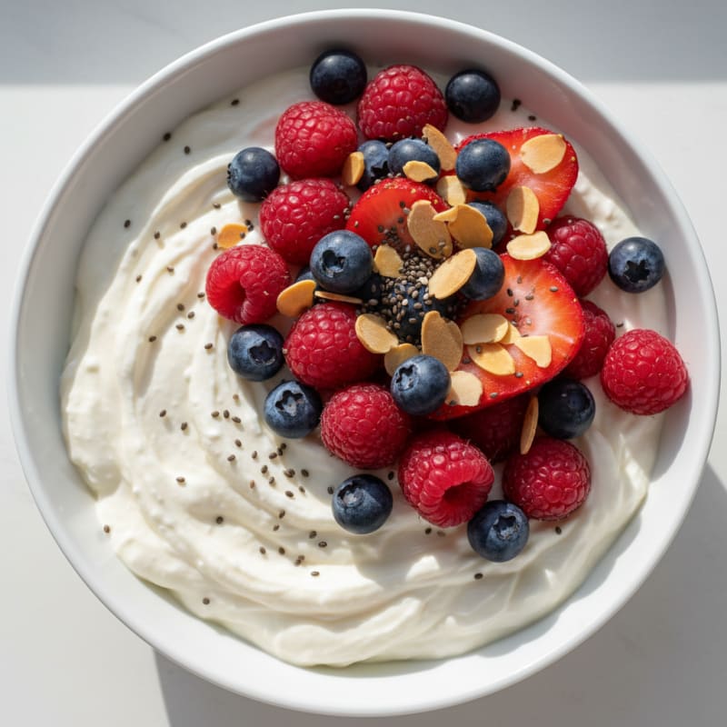 Silky Greek Yogurt Protein Pudding with Berries