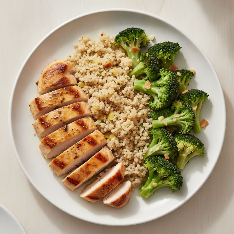 Grilled Chicken Breast with Quinoa and Steamed Broccoli
