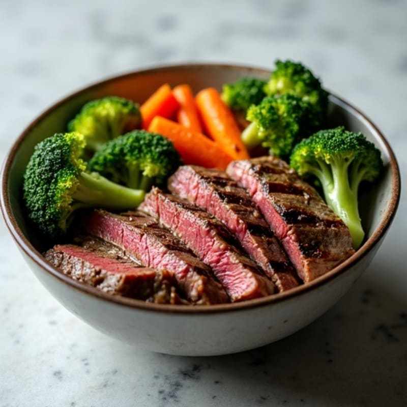 Grilled Steak and Broccoli Bowl with Roasted Carrots