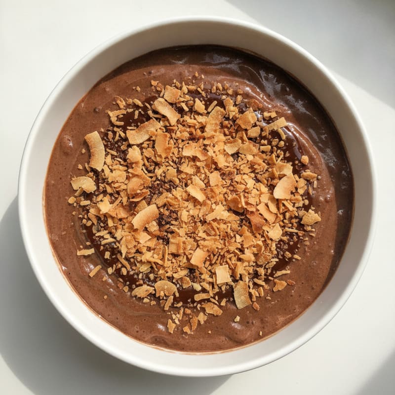 Silky Chocolate Protein Pudding with Toasted Coconut