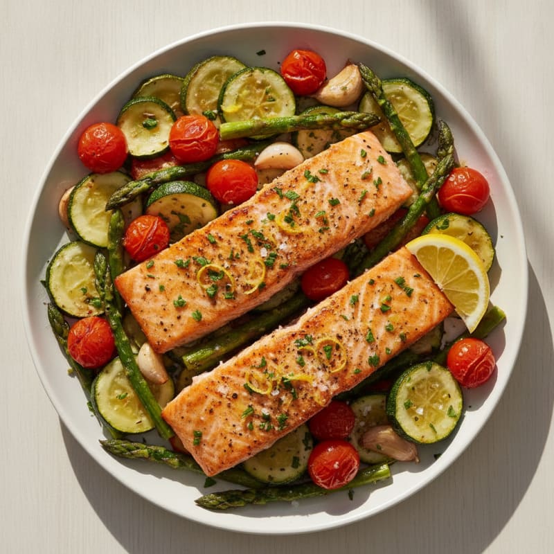 Mediterranean Salmon with Roasted Vegetables