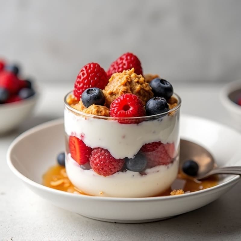 Greek Yogurt Protein Parfait with Berries and Almond Butter