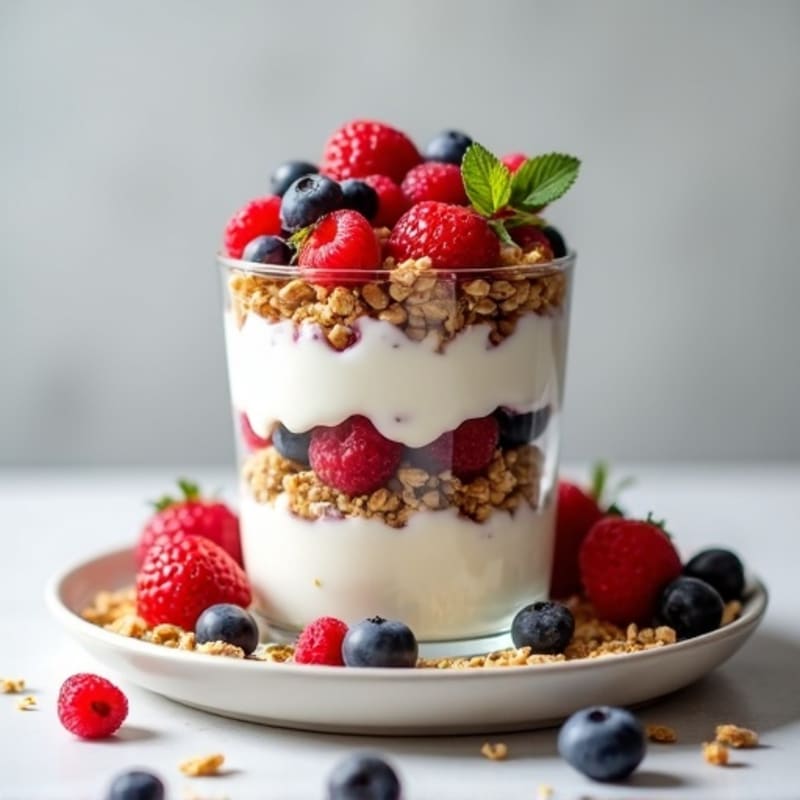 Creamy Greek Yogurt Parfait with Mixed Berries and Seed Granola