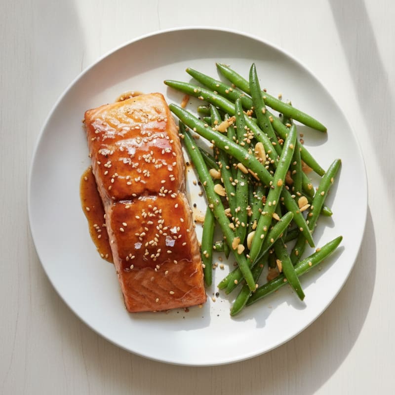 Teriyaki Glazed Salmon with Sesame Green Beans
