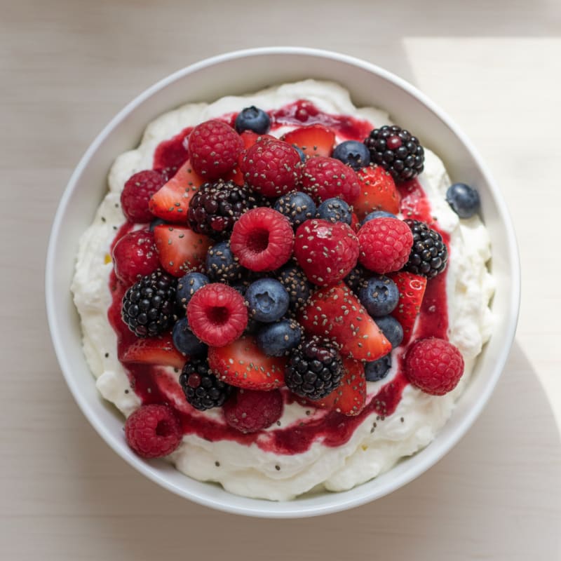 Greek Yogurt Protein Mousse with Mixed Berries