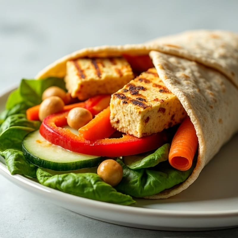 Crunchy Rainbow Veggie Wrap with Hummus
