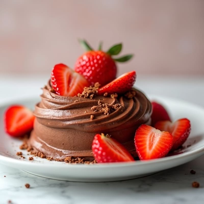 Chocolate Protein Mousse with Sliced Strawberries