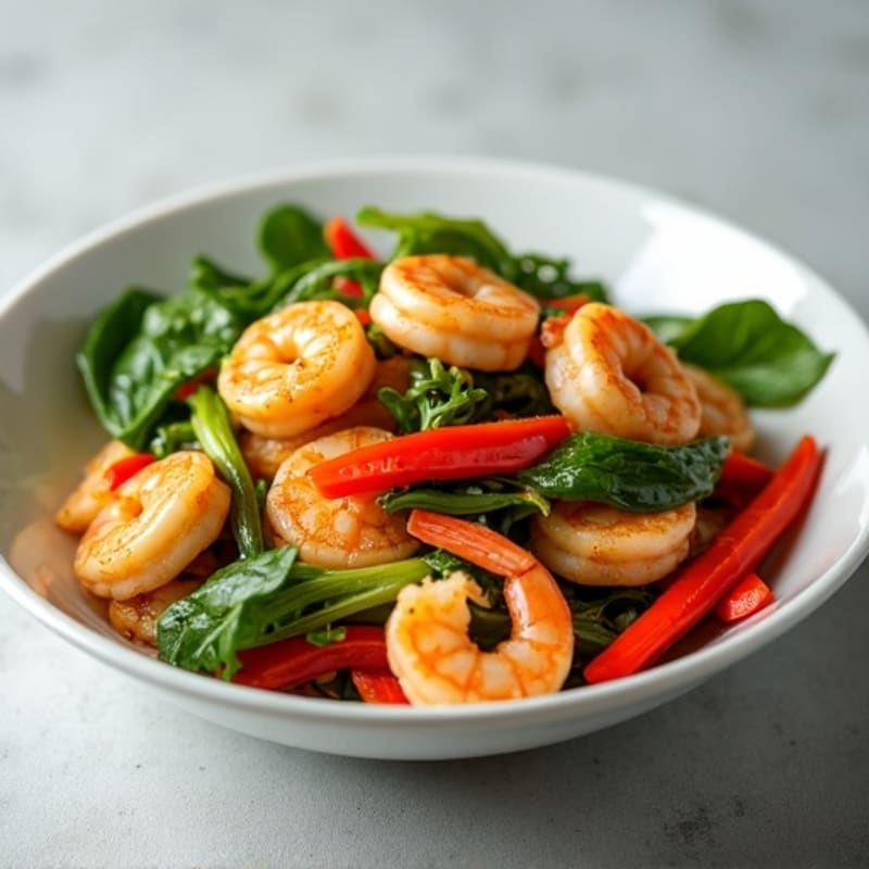 Chicken and Shrimp Stir-Fry with Crisp Baby Bok Choy