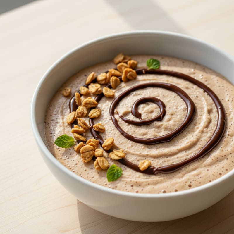 Chocolate Protein Mousse with Homemade Oat Milk