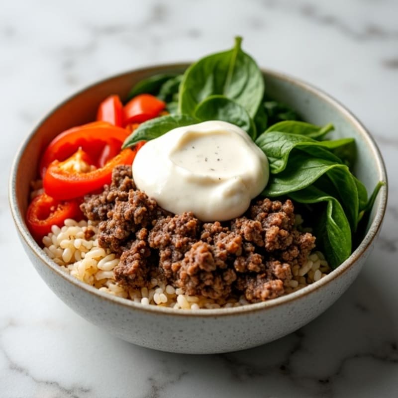 Seasoned Ground Beef Bowl with Special Sauce