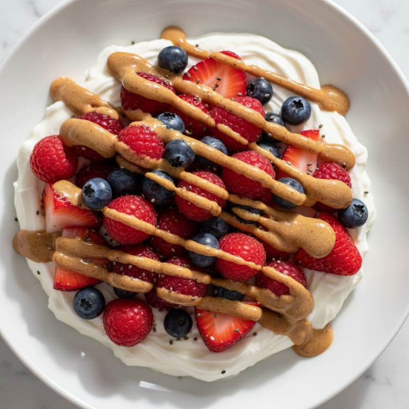 Creamy Greek Yogurt Protein Bowl with Mixed Berries and Almond Butter