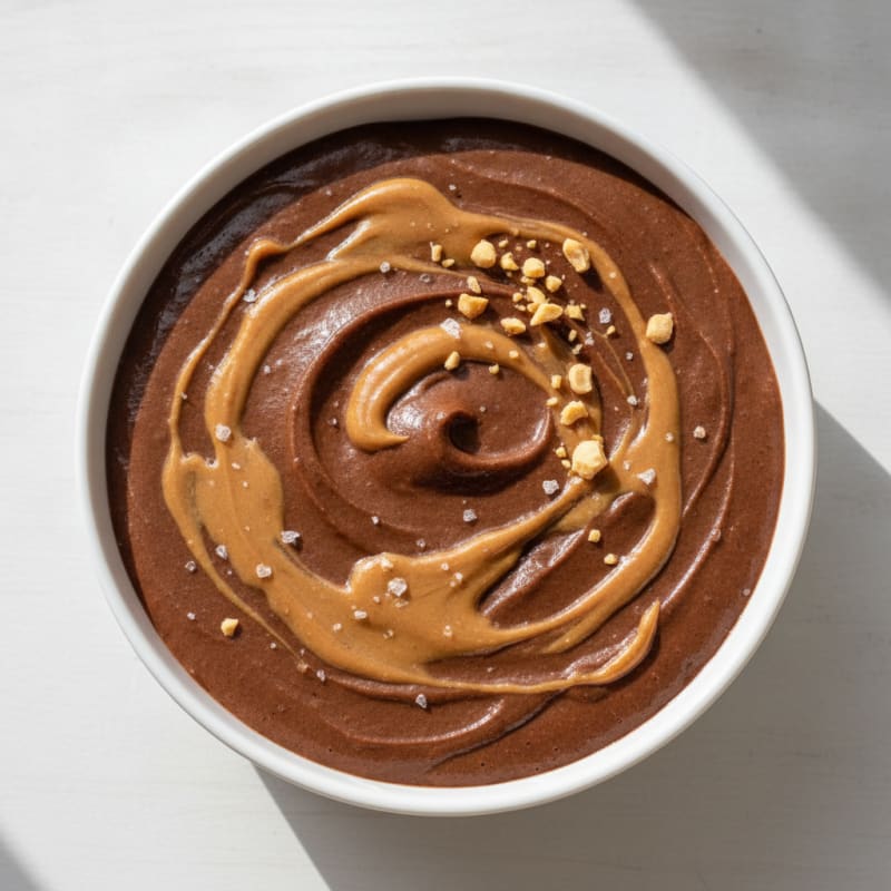 Silky Chocolate Protein Pudding with Peanut Butter Swirl